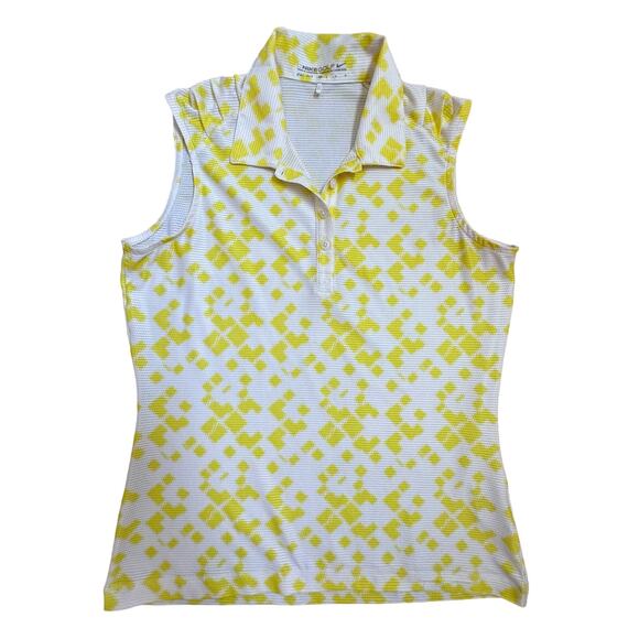 Nike Golf|Dri-Fit Womens|Sleeveless Polo|Yellow/White|SZ M - Picture 1 of 6